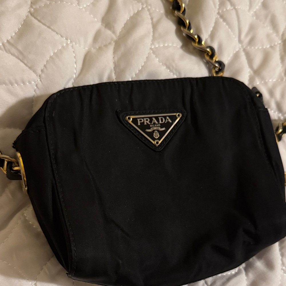 Prada Black Crossbody Bag with Gold Chain